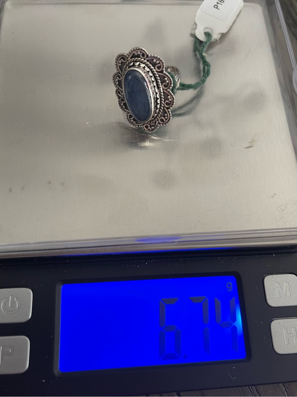 NWT Vtg SS Narural Blue Kyanite statement filigree ring size 7 - Picture 4 of 8